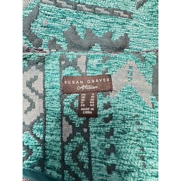 SUSAN GRAVER Artisan Embellished Snap Close Tapestry Jacket Size 6 - Picture 8 of 11